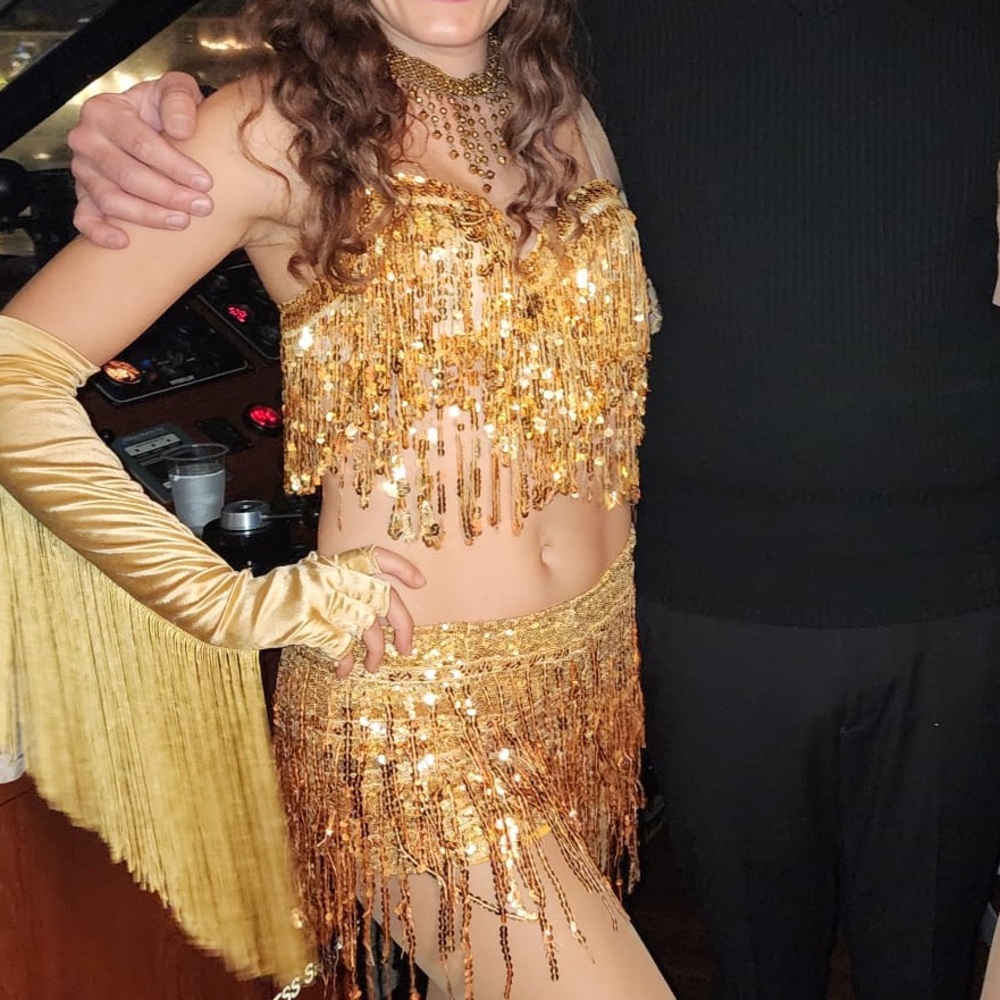 Gold Sequin Bra with sequin tásales
